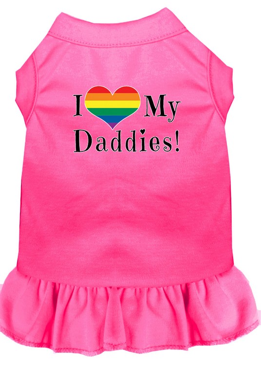 I Heart my Daddies Screen Print Dog Dress Bright Pink XXXL